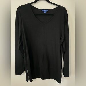 Apt. 9 Women's Black Long Sleeve V-Neck Top